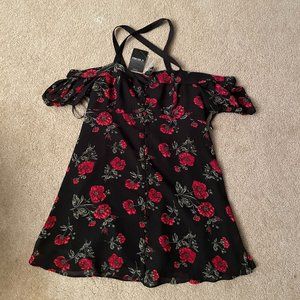 Forever 21 Black and Red Floral Mini Dress